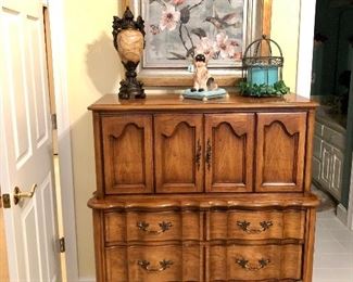 French Provincial  chest, very cute piece of furniture, hummingbird picture!