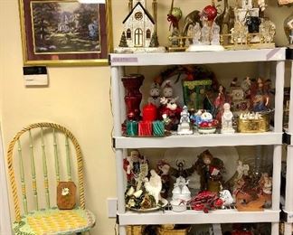 Churches that light up, nativities, glitter deer and brass deer, Santa cookie jars, Santa's, Angels, VHS and  DVD players, Wii and more