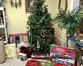 5ft Christmas tree, rug, Christmas train and more