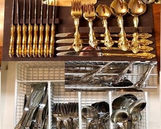 Royal Gallery gold silverware set Japan, ‘Renoir Pembrooke’ flatware SSS by Oneida