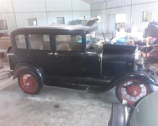 1929 Model A Sedan with Octagon steering wheel, has no keys but is in excellent condition and a must-see