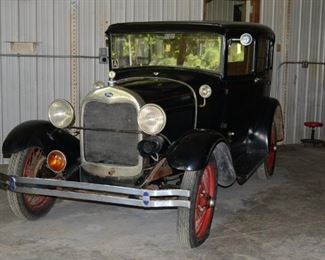 1929 Model A Sedan with Octagon steering wheel, has no keys but is in excellent condition and a must-see