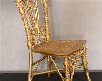 1890's wicker ladies chair original condition 37 by 16 by 14