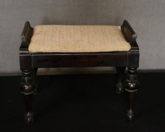 Ebony black wood Footstool 1910 era 12 by 17 by 13