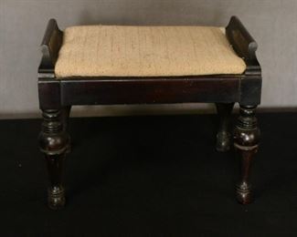 Ebony black wood Footstool 1910 era 12 by 17 by 13