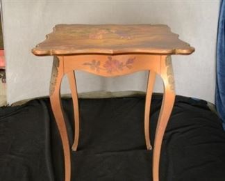 Fabulous 1880's end table hand-painted possibly pine 32 by 24 by 24
