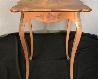 Fabulous 1880's end table handpainted possibly pine 32 by 24 by 24