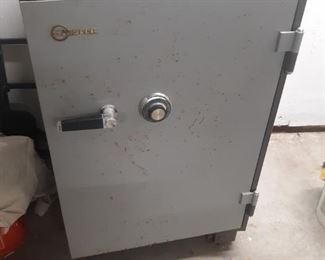Vintage Mosler safe has combo for lock on door