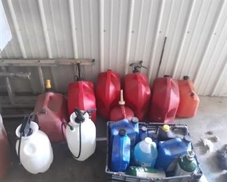 Gas cans and chemicals