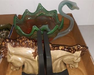 Bookends and swan bowl