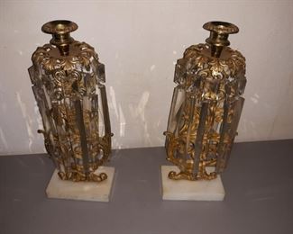 Brass and marble Candle sconces