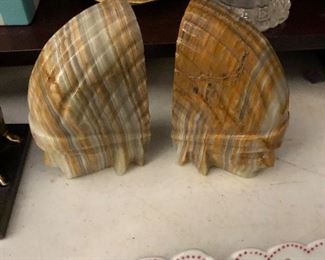 Alabaster carved Indian Chief bookends