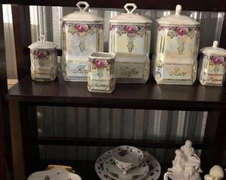 European canister set and other porcelain pieces