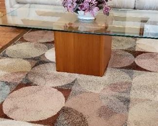 sofa, Viking coffee table and abstract rug