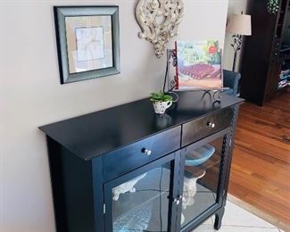 $100 BLACK CABINET WITH GLASS DOORS
42”L x 15”D x 36.25”H
