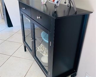 $100 BLACK CABINET WITH GLASS DOORS
42”L x 15”D x 36.25”H
