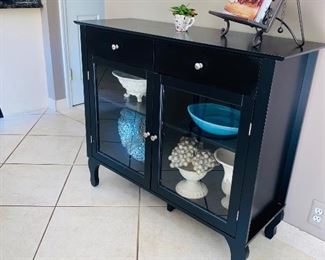 $100 BLACK CABINET WITH GLASS DOORS
42”L x 15”D x 36.25”H