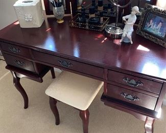 $175 VANITY TABLE WITH MIRROR AND STOOL
43”L x 19”D x 30”H
