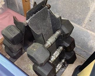 $100 WEIGHTS SET WITH RACK
10LBS, 15LBS & 20LBS