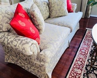 $375 FLORAL TAUPE UPHOLSTERED LOVESEAT
75”L x 34”D x 33”H