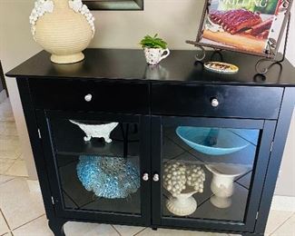 $100 BLACK CABINET WITH GLASS DOORS
42”L x 15”D x 36.25”H