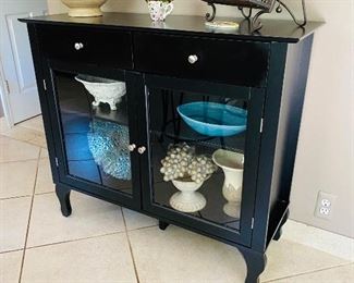 $100 BLACK CABINET WITH GLASS DOORS
42”L x 15”D x 36.25”H