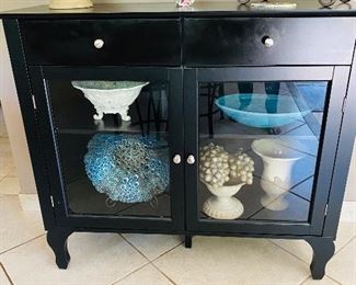 $100 BLACK CABINET WITH GLASS DOORS
42”L x 15”D x 36.25”H