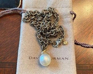 $495 DAVID YURMAN STERLING 18k GOLD DIAMOND PEARL NECKLACE