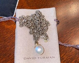 $495 DAVID YURMAN STERLING 18k GOLD DIAMOND PEARL NECKLACE