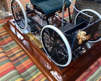 $375 RARE FRANKLIN MINT FORD QUADRICYCLE 1896 1:6 MODEL WITH GLASS BOX
