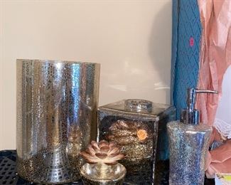 $45 MERCURY GLASS BATHROOM SET