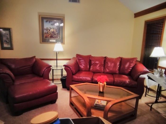 Leather Couch and Large Chair Suite