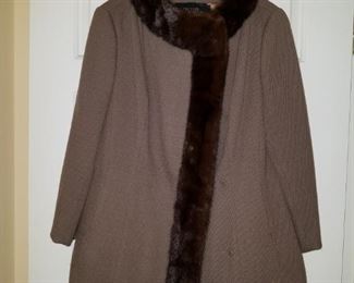 vintage fur lined ladies coat with matching skirt