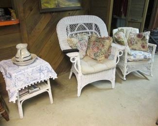 White Outdoor Wicker Set