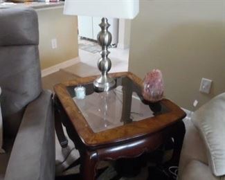 Square End Table with Glass insert