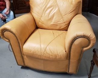 Butter Colored High Quality Italian Leather studded Arm Chair $595 