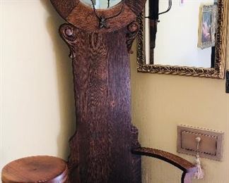 Antique Oak Hall Tree