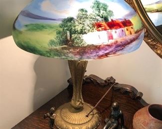 Antique Reverse Painted Lamp