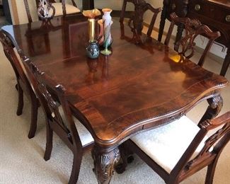 Spectacular HENREDON Dining Table w/pull out flatware drawers, 10 chairs, & 2 leaves