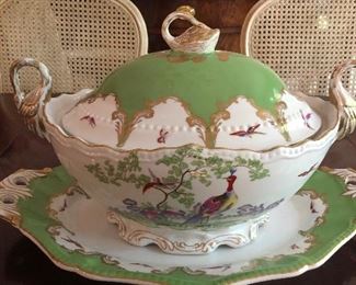 Outstanding Covered Tureen with Underplate along with Two Plates 