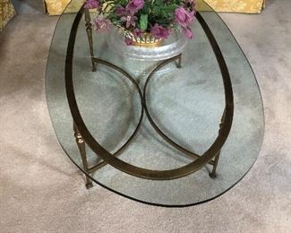 LaBarge Glass Top Oval Coffee Table 