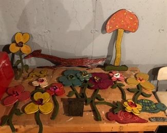 Original Flavia Weedn Hand Painted Wood Flowers 