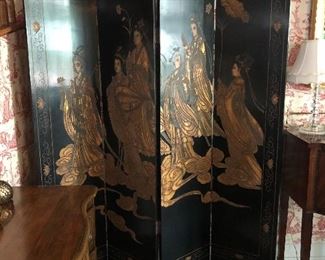 Four Panel Chinese Screen,  Late Quin  - Brides Attendents 