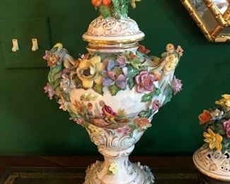Limbach Thurngia Rococo Covered Urn, Pair 
