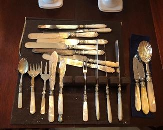 Mother of Pearl Serving and Fish Knives 