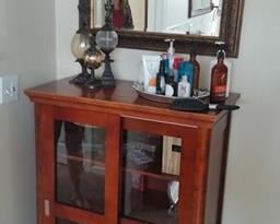 sliding glass cabinet/decorative mirror