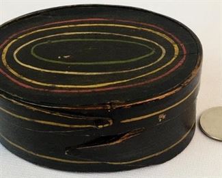 Antique Primitive c. 1790 Lapped-Seam Folk Art Painted Oval Pantry Box