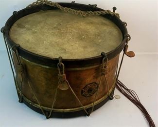 Antique Civil War Era Snare Drum Made by Lyon and Healy w/ Original Label & Braided Rope