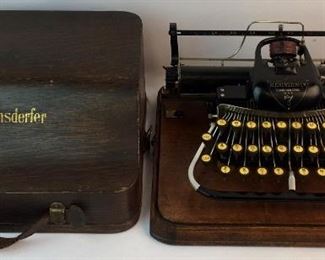 Antique 1897 Blickensderfer #7 Typewriter w/ Oak Case and Original Leather Handle