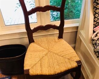 Set of four rush seat dining chairs